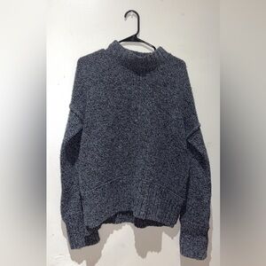 Smartwool Womens Size L Mock Neck Wool Blend Chunky Grey Bell Meadow Sweater